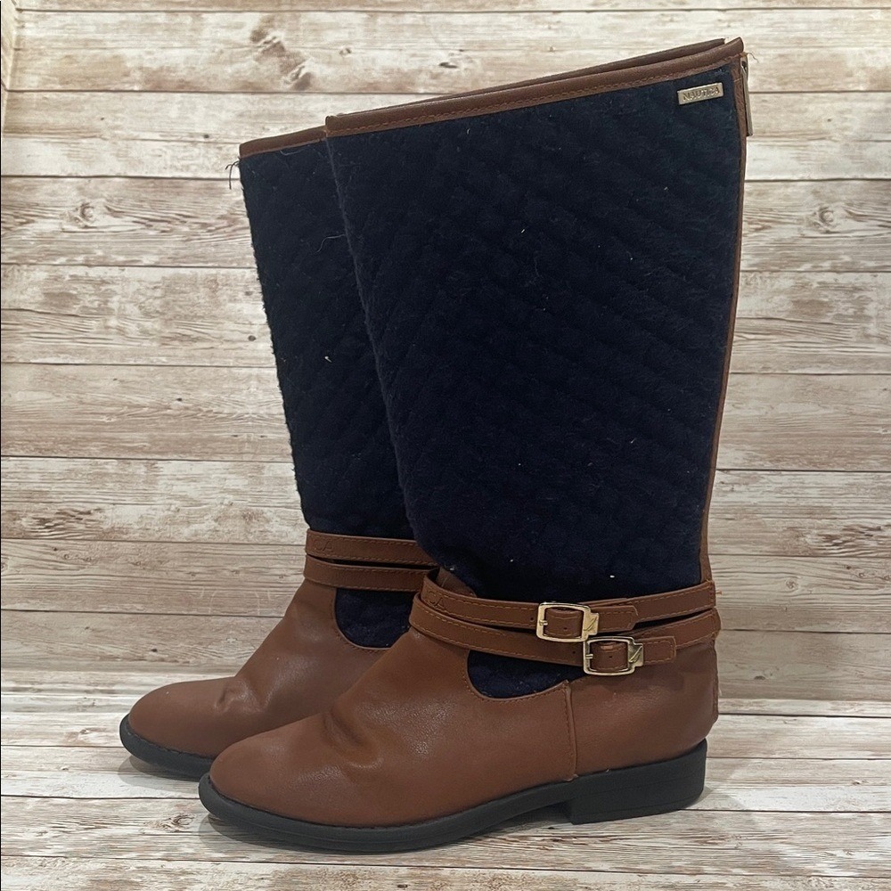 Nautica Kids Brown and Black Quilted Boots Preloved Size 2 Youth‎ - Picture 2 of 10